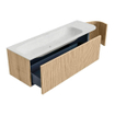 MONDIAZ KURVE-DLUX 145cm Meuble salle de bain avec module 25 D - couleur Oak - 1 tiroir - 1 porte - vasque BIG LARGE gauche - sans trou de robinet - couleur Opalo SW1138545