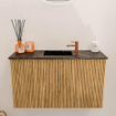Mondiaz JOYA-DLUX 70cm meuble de salle de bains - couleur Oak - Vasque FAYE position Milieu 1 trou de robinet couleur Lava. SW1422056