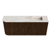Mondiaz JOYA-DLUX 101.6cm toiletmeubel - ronding links kleur Walnut - Wastafel FAYE positie Rechts 1 kraangat kleur Frappe. SW1422315