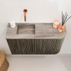 Mondiaz JOYA-DLUX Meuble de salle de bains 71,6cm - arrondi droite couleur Shadow - Vasque FAYE position Gauche Sans trou de robinet couleur Oza SW1425057