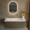 Mondiaz KURVE Ensemble de meubles de salle de bains - 115x46x40cm - 1 tiroir - 1 porte - lavabo solid surface - gauche - sans trou de robinet - Shadow SW1414229