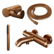 Brauer Copper Edition Robinet baignoire - avec set douchette - douchette stick 1 jet - bouton lisse - PVD - cuivre brossé SW715539