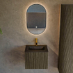 Mondiaz KURVE Ensemble de meuble de salle de bains - 50x46x40cm - 1 tiroir - vasque solid surface - centre - 1 trou de robinet - Shadow SW1414164