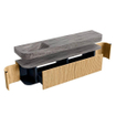 MONDIAZ THOR-DLUX 200cm meuble de salle de bains arrondi gauche + droite couleur Oak avec 2 tiroirs et 2 portes. Vasque suspendue CLOUD gauche sans trou de robinet couleur Oza. SW1467717