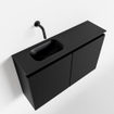 MONDIAZ TURE Fonteinset - 80x23x50cm - 0 kraangaten - 2 deuren - urban mat - Wasbak links - Solid Surface Zwart SW475264
