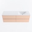 Mondiaz VICA ensemble de meuble de salle de bain - 150cm - meuble sous-vasque rosee - 4 tiroirs - lavabo cloud droite - 1 trou de robinet - version haute de 60cm - talc SW1083371