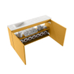 MONDIAZ TURE-DLUX 100cm meuble WC Ocher. EDEN lavabo Ostra position gauche. Avec 1 trou de robinet. SW1104938