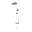 Brauer Chrome Carving Colonne de douche murale thermostatique avec pommeau rond 30cm et douchette Rond 3 jet flexible lisse 150cm et barre de douche avec support douchette Chrome SW1164689