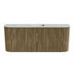 Mondiaz JOYA-DLUX Meuble de salle de bains 103.2cm - arrondis gauche et droite couleur Dusk - Vasque FAYE position Milieu 1 trou de robinet couleur Opalo. SW1423379