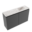 MONDIAZ TURE-DLUX meuble WC 80 cm Dark Grey. EDEN lavabo Glace position à droite. Sans trou de robinet. SW1103248