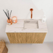 Mondiaz JOYA-DLUX 60cm toiletmeubel - kleur Oak - Wastafel FAYE positie Rechts Zonder kraangat kleur Nata. SW1424001