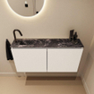 MONDIAZ TURE-DLUX Meuble toilette - 100cm - Talc - EDEN - vasque Lava - position gauche - 1 trou de robinet SW1103661