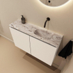 MONDIAZ TURE-DLUX Meuble toilette - 80cm - Talc - EDEN - vasque Glace - position droite - sans trou de robinet SW1103108