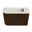 Mondiaz JOYA-DLUX 61.6cm toiletmeubel - ronding links kleur Walnut - Wastafel FAYE positie Rechts Zonder kraangat kleur Ostra. SW1426209