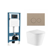 QeramiQ Dely Toiletset - inbouwreservoir Qeramiq Flush - slim zitting - kunststof taupe bedieningsplaat - ronde knoppen - mat wit SW1579123