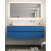 Mondiaz VICA ensemble de meuble de salle de bain - 150cm - meuble sous-vasque jeans - 2 tiroirs - lavabo cloud droite - sans trou de robinet - miroir LED - version XL 60cm de haut SW1098233