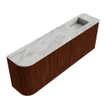 Mondiaz JOYA-DLUX Meuble de salle de bains 111,6cm - arrondi gauche couleur Ruby - Vasque FAYE position droite sans trou de robinet couleur Glace SW1423582