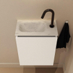 MONDIAZ TURE-DLUX Meuble toilette - 40cm - Talc - EDEN - vasque Opalo - position gauche - 1 trou de robinet SW1104154