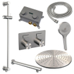 BRAUER Brushed Edition Douche de pluie thermostatique encastrée - boutons-poussoirs - SET 68 - douche de tête 30 cm - bras mural droit - douchette 3 jets - flexible de douche - barre de douche intégrée - inox brossé PVD SW925492
