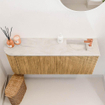Mondiaz JOYA-DLUX 101.6cm toiletmeubel - ronding links kleur Oak - Wastafel FAYE positie Rechts 1 kraangat kleur Ostra. SW1422241