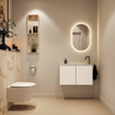 MONDIAZ TURE-DLUX Meuble toilette - 80cm - Talc - EDEN - vasque Frappe - position droite - 1 trou de robinet SW1102596