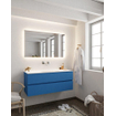 ENSEMBLE DE MEUBLE MONDIAZ VICA - 120cm - 2 tiroirs - lavabo Cloud au centre - 0 trous de robinet - solid surface jeans SW410874