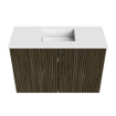 Mondiaz JOYA 60cm meuble de salle de bains - couleur Shadow - Vasque FAYE position Milieu Sans trou de robinet couleur Talc. SW1421390