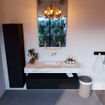 Mondiaz ALAN-DLUX Ensemble de meuble - 130cm - meuble Urban mat - 1 tiroir - Lavabo Cloud Frappe suspendu - vasque Centre - 0 trous de robinet SW805005