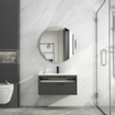 Saniclass lonato armoire de toilette miroir rond 60cm armoire 40x40x13cm noir SW640032
