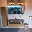 Mondiaz ALAN-DLUX Ensemble de meuble - 120cm - meuble Oro mat - 2 tiroirs - Lavabo Cloud Lava suspendu - vasque Gauche et droite - 0 trous de robinet SW808498