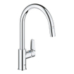 Grohe Start Edge Robinet de cuisine - 1 trou - bec haut orientable extensible - saillie 21,5 cm - levier fermé - chromé SW924867
