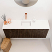 Mondiaz JOYA 100cm meuble de salle de bains - couleur Walnut - Vasque FAYE position Milieu Sans trou de robinet couleur Talc SW1421270