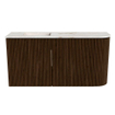 Mondiaz JOYA-DLUX Meuble de salle de bains 81,6cm - arrondi droit couleur Walnut - Vasque FAYE position Gauche 1 trou de robinet couleur Frappe SW1422337