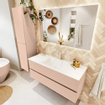 Mondiaz VICA Ensemble de meuble de salle de bain - 120cm - meuble sous vasque rosee - 2 tiroirs - lavabo cloud milieu - 1 trou de robinet - version haute de 60cm - talc SW1083338