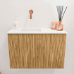 Mondiaz JOYA 60cm toiletmeubel - kleur Oak - Wastafel FAYE positie Links Zonder kraangat kleur Talc. SW1421100
