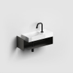 Clou Mini Wash Me Open Kast - 53x19x17.5cm - rechts - met handdoekhouder - zwart SW928527