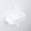 QeramiQ Fuente Ensemble de Lavabo - 40x21.5x12cm - lisse - demi-rond - céramique - ensemble de robinet blanc mat - bouchon de vidange - siphon abaissé - blanc mat SW1233091