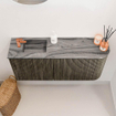 Mondiaz JOYA-DLUX 91.6cm toiletmeubel - ronding rechts kleur Shadow - Wastafel FAYE positie Links 1 kraangat kleur Sombra. SW1425228