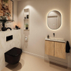 MONDIAZ TURE-DLUX Meuble toilette - 60cm - Washed Oak - EDEN - vasque Ostra - position centrale - sans trou de robinet SW1105114