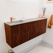 Mondiaz JOYA-DLUX 111.6cm meuble de toilette - arrondi droit couleur Ruby - Vasque FAYE position Gauche 1 trou de robinet couleur Glace. SW1423631