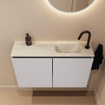 MONDIAZ TURE-DLUX Meuble toilette - 80cm - Cale - EDEN - vasque Ostra - position droite - 1 trou de robinet SW1104758
