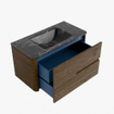 Mondiaz CIRO-DLUX Meuble de salle de bains - 90x45x50cm - Lavabo solid surface Lava - 1 vasque centrale - 1 trou de robinet - 2 tiroirs - Dusk SW1533061