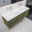 Mondiaz VICA ensemble de meuble de salle de bain - 150cm - meuble sous-vasque armée - 2 tiroirs - lavabo nuage double - sans trou de robinet version XL 60cm de haut SW1090019