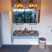 Mondiaz ALAN-DLUX Ensemble de meuble - 120cm - meuble Talc mat - 1 tiroir - Lavabo Cloud Lava suspendu - vasque Gauche et droite - 2 trous de robinet SW807829