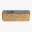 Mondiaz CIRO-DLUX Badkamermeubelset - 160x45x50cm - Solid surface wastafel Oza - 1 wasbak Links - 1 kraangat - 4 lades - Oak SW1531166