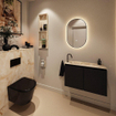 MONDIAZ TURE-DLUX Meuble WC 80 cm Urban. EDEN lavabo Frappe position gauche. Avec 1 trou de robinet. SW1102650