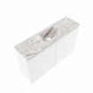 MONDIAZ TURE-DLUX Meuble WC 80 cm Talc. Vasque EDEN Glace position centrale. Sans trou de robinet. SW1103091