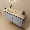 MONDIAZ TURE-DLUX Meuble toilette - 80cm - Plata - EDEN - vasque Frappe - position gauche - sans trou de robinet SW1102917