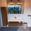 Mondiaz ALAN-DLUX Ensemble de meuble - 120cm - meuble Rust mat - 1 tiroir - Lavabo Cloud Ostra suspendu - vasque Gauche et droite - 0 trous de robinet SW807291