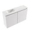 MONDIAZ TURE-DLUX Meuble toilette - 80cm - Cale - EDEN - vasque Ostra - position gauche - 1 trou de robinet SW1105205